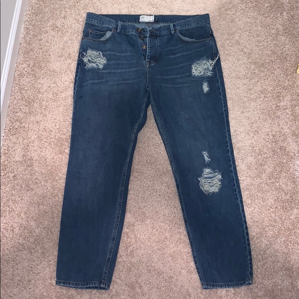 Free People distressed girlfriend jeans. Size 30